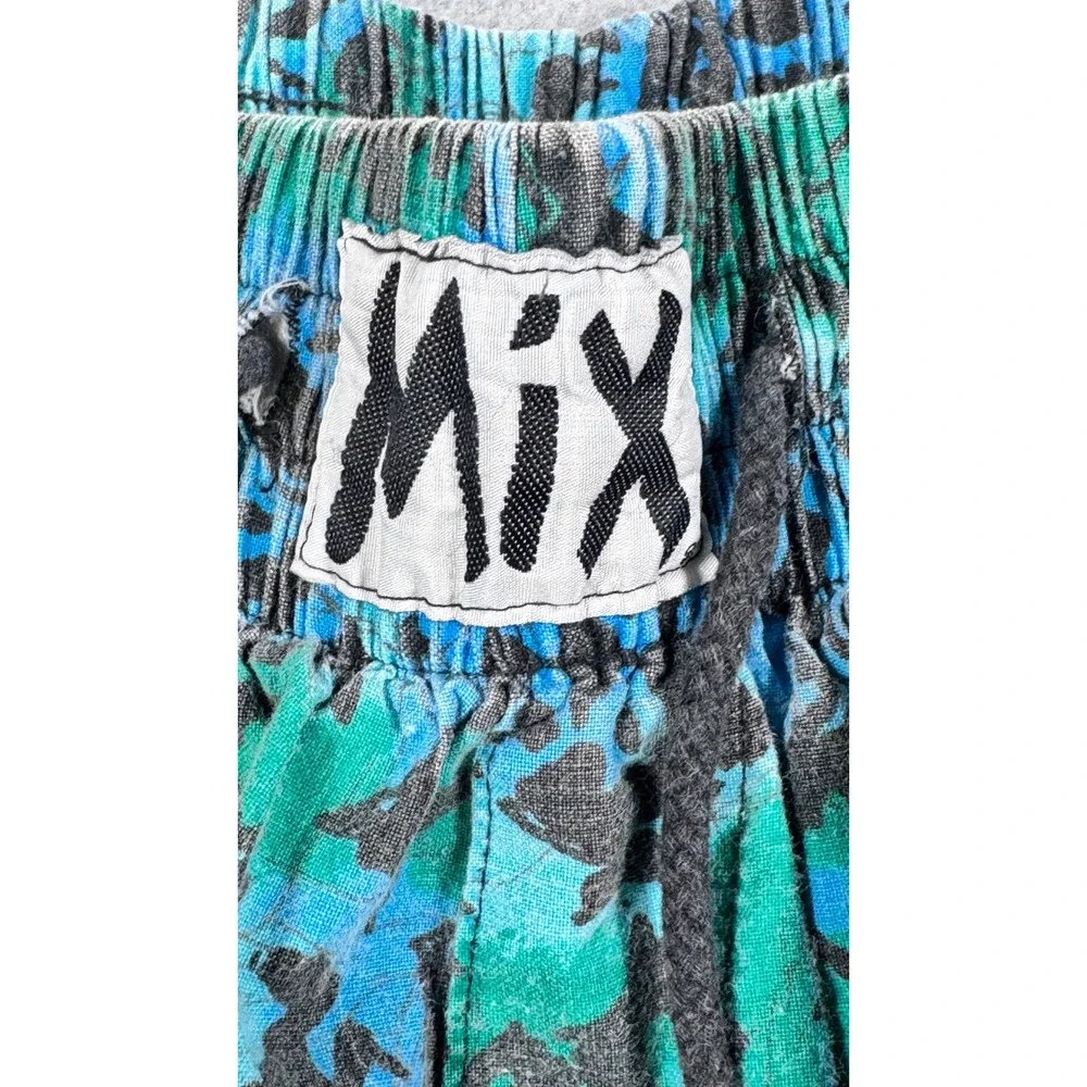 Vintage Mix Activewear Mens Floral Print Joggers Blue Teal Cotton Made in USA M
